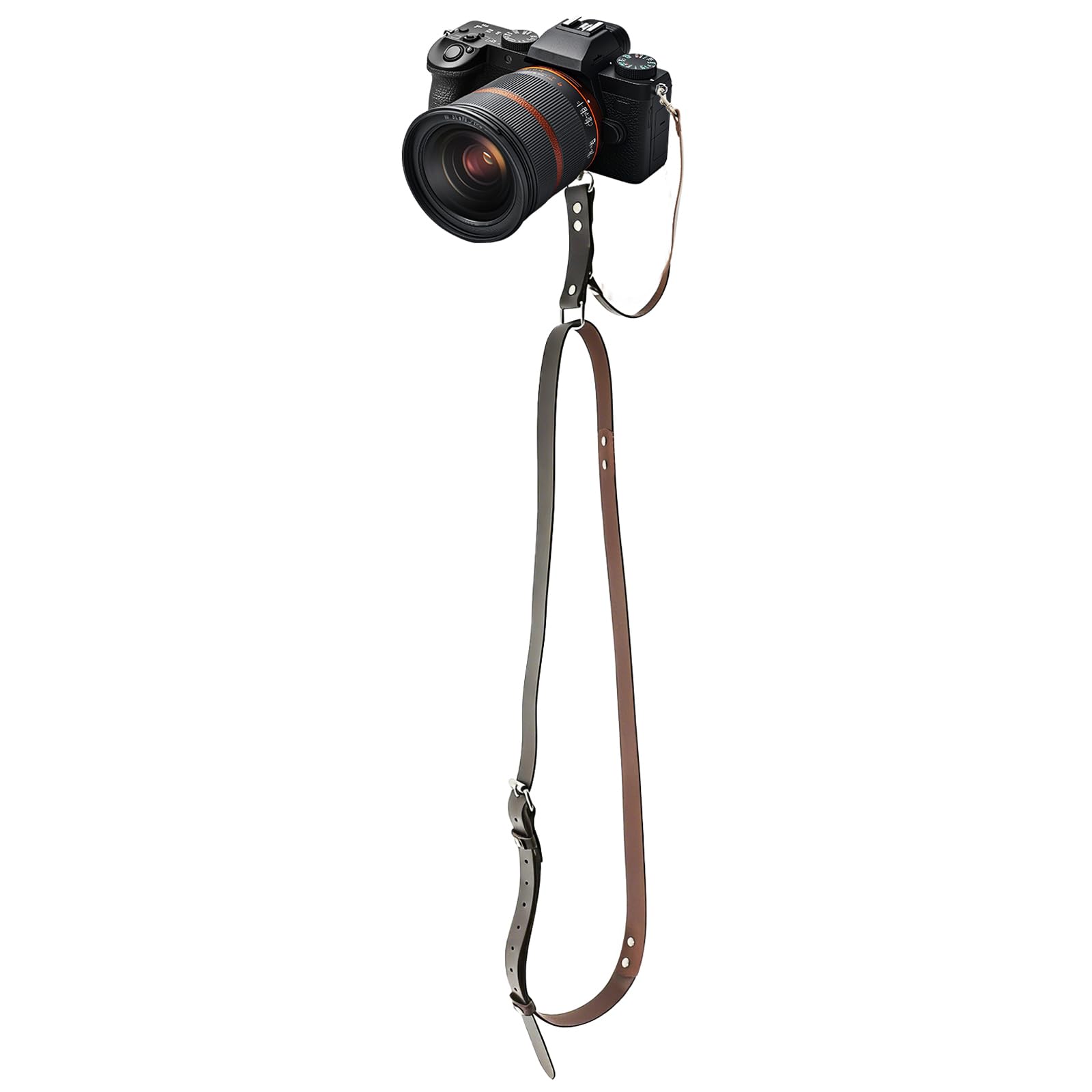 Tracolla per Fotocamera in Pelle Pieno Fiore – Singola Cinghia Professionale a Sgancio Rapido per Tutte le Fotocamere DSLR/SLR