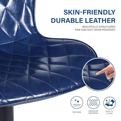 Image of Youhauchair Adjustable Faux Leather Bar Stools Set of 3, Blue1 | Swivel, Counter Height, Back & Footrest, Armless, PU, Modern, Kitchen Island Stool, Upholstered Dining Room Chair