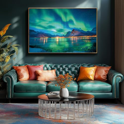 Image of Northern Lights 500 Piece Puzzles for Adults Aurora Nature Landscape Jigsaw Puzzles Family Challenging Mountain Lake Scenery Puzzles (21 inchx15 inch)