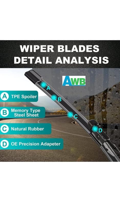 Image of AWB Hybrid Wiper Blades Compatible with Skoda Rapid, Size- 24 inch16 inch(Pack of 2)