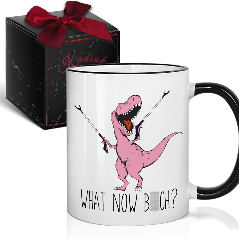 Kadiak Funny Dinosaur Mug Gifts for Friends, Dinosaur Coffee Cup with Grab Extenders, Bestie Gifts for Women, Friendship Mug Gift for Besties BFF Sister Female, Funny Dinosaur Ceramic Cup 11Oz