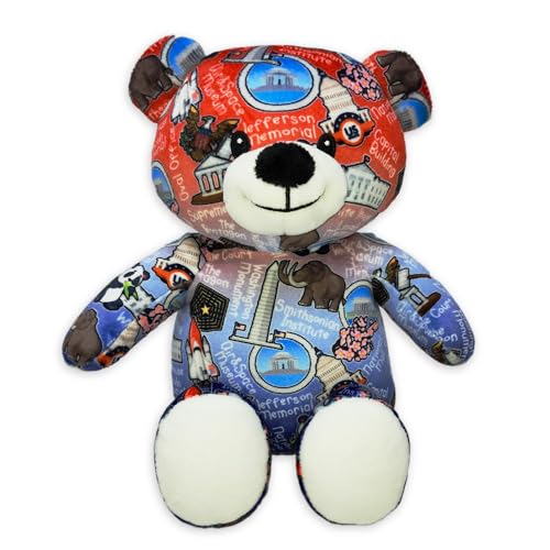 PLUSHOLOGY Totally United Washington DC Eco Friendly Teddy Bear Stuffed Animal; Ultra Soft and Cuddly Bear Plush for Kids 3 Years Old to Adults; Child-Safe Embroidered Eyes; (9