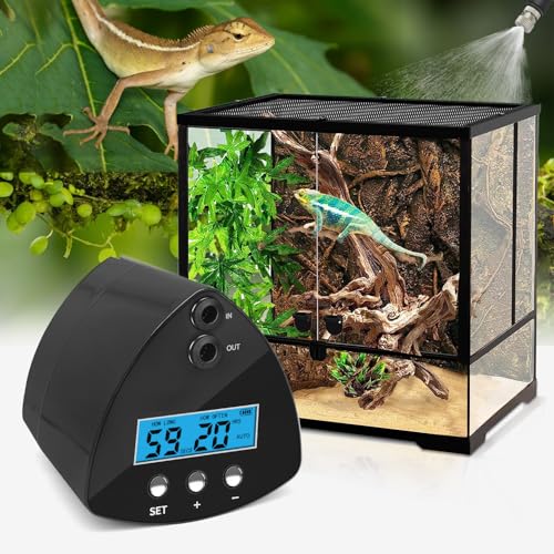 DAOTAILI Reptile Mister System, Reptile Humidifier with LCD Screen, Mister for Reptile Tank with 2 Nozzles, Spray Kit for Rainforest Plants Amphibian