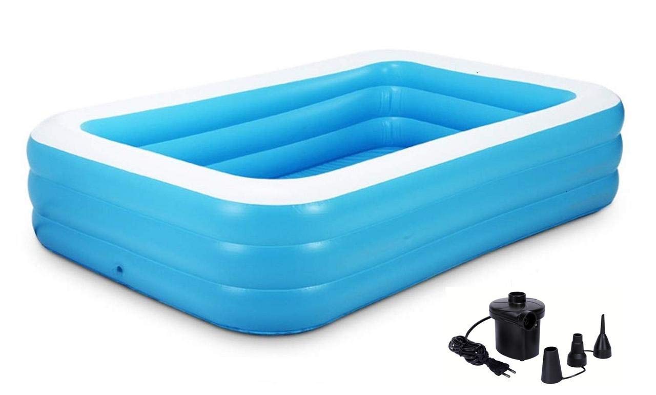 DISHIN SWAMEY 10ft Feet 3 Stripped Printed Inflatable Rectangle Bath Tub and Swimming Pool for Adults and Kids Spa with Pump (B092ZJ8537) Amazon Price History, Amazon Price Tracker