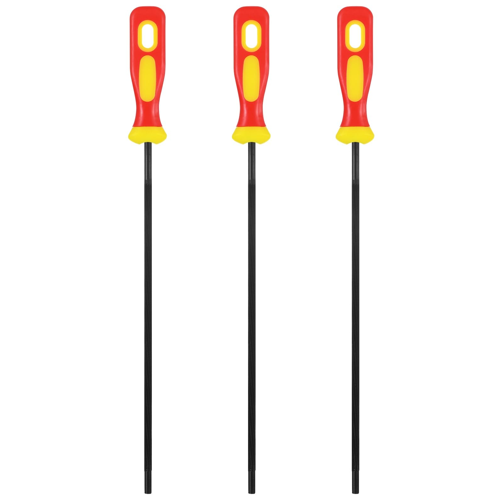 TIXIPEM Chain Saw Sharpening File with Plastic Handle[3pcs] Round Sharpening File Steel Chain Saw for Chainsaw&Woodworking [Black,Red Yellow- 9/50 Inch]