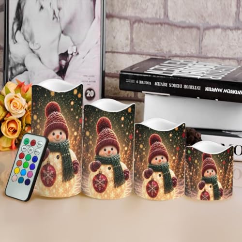Image of Christmas Snowman Electric Flameless Candles Set of 4