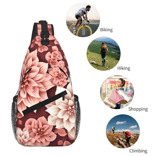 Mochila bandolera cruzada para mujer y hombre blanco floral miniatura 6