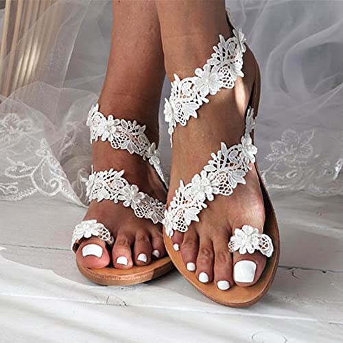 Pearl and Rhinestone Boho Sandals for Women Summer Dressy Wedding Shoes Rhinestone Sandals Strappy Bohemian Flat Sandal Cute Bride Bridesmaid Sandal for Women Beach Vacation Shoes4