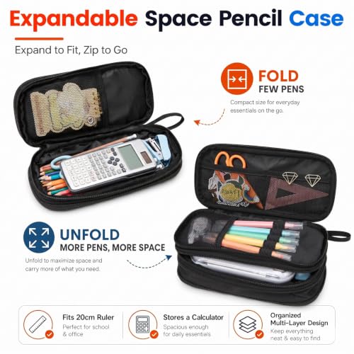 Image of Beaulyn Gamer Pencil Case for Boys - Expandable Zipper Pencil Box with 2 Compartment, Large Gaming Pen Bag Pencil Pouch Organizer for School Boy Kids