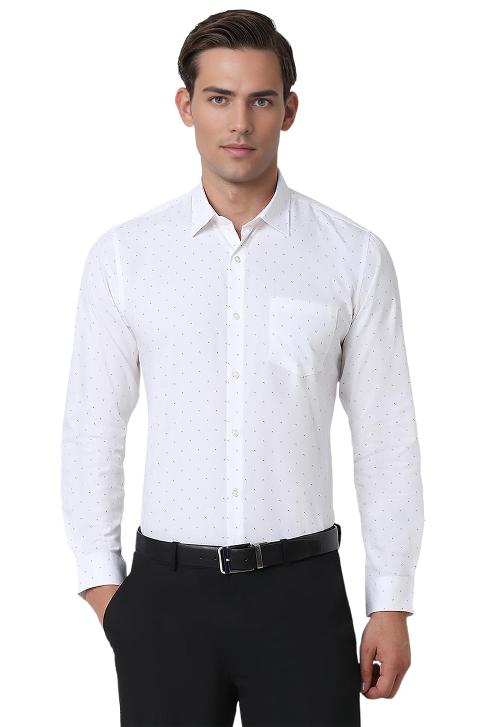 Peter EnglandMen's Cotton Slim Fit Ditsy Printed Full Sleeve Shirt