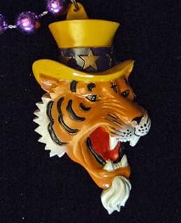Mike the Tiger Hat Mardi Gras Bead Necklace Spring Break Cajun Carnival Festival New Orleans Beads
