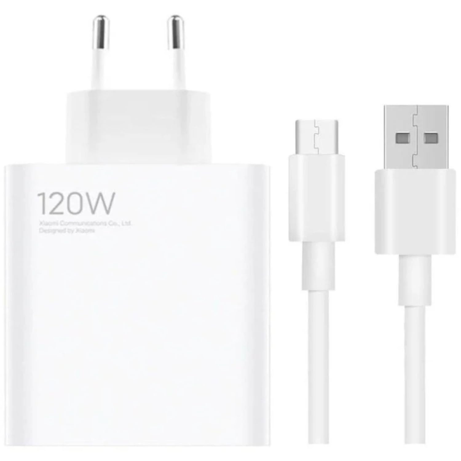 Xiaomi Hyper Charging Combo 120 W - Presa caricatore doppio tipo A e USB C | Testa di ricarica per tutti i cellulari | Caricatore universale compatto a ricarica rapida | Colore bianco