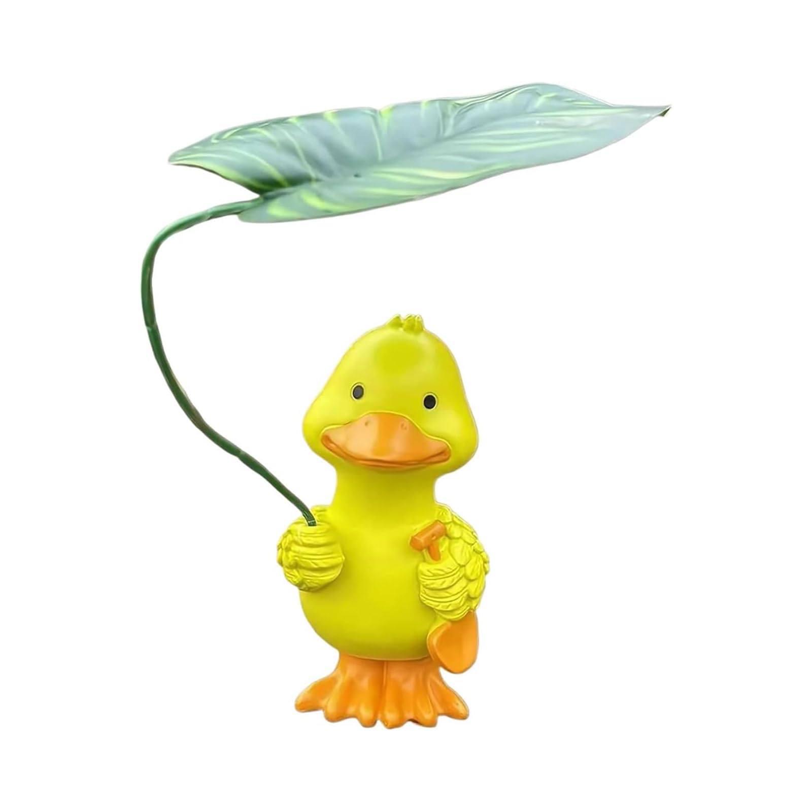 Elnwnnkc Lovely Ducks Garden Statues Holding Leafs Umbrellas Funny Ducks Figurine for Pond Edges or Bookshelf Accent Lovely Lawns Sculpture