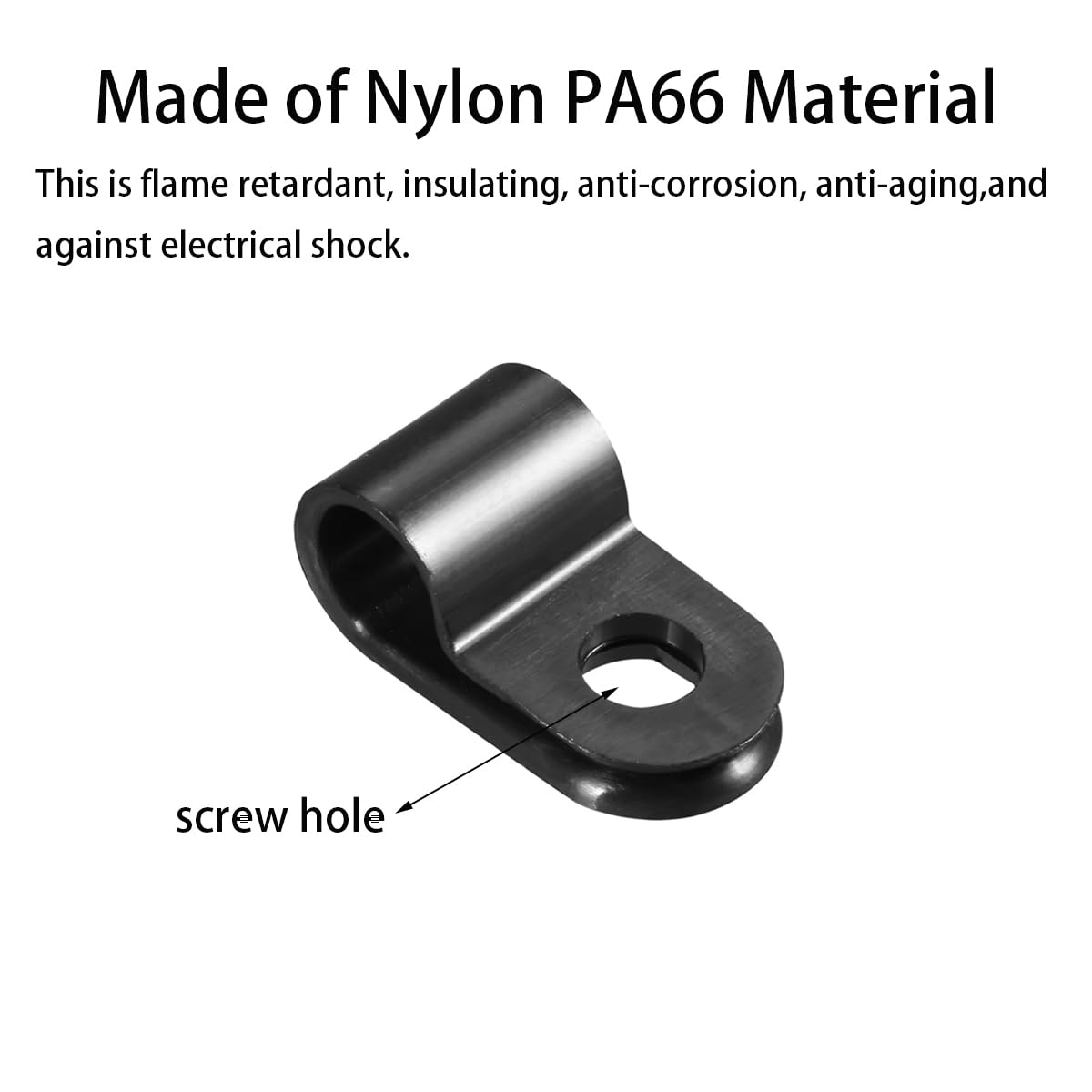 200PCS R-Type Nylon Cable Clips,3/8'' Black Plastic R-Type Clip Cable Clamps Wire Management image 3