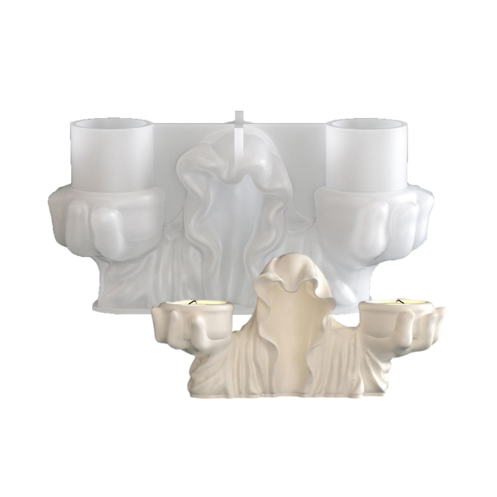 BWANGIAO Wizard Candle Holder Silicone Mould For Resin Craft And Halloween Decorations