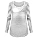 Produktbild Battnot Damen Umstandsoberteil Streifen Patchwork Schwarz Grau Bluse, Frauen Schwangere Stillende Mutterschaft Rundhals Langarm Pullover Multifunktional Elegant Shirts Pregnant Woman Tops S-XXL