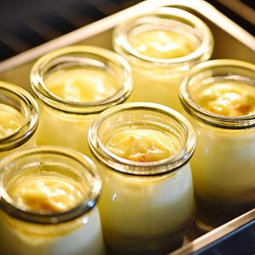 Lawei Pack of 40 Yoghurt Jars with Lids, 150 ml Glass Jars, Replacement Pudding Yoghurt Jars, Preserving Jars, Tulip Jars for Jams, Jellies, Honey, Desserts, Milk