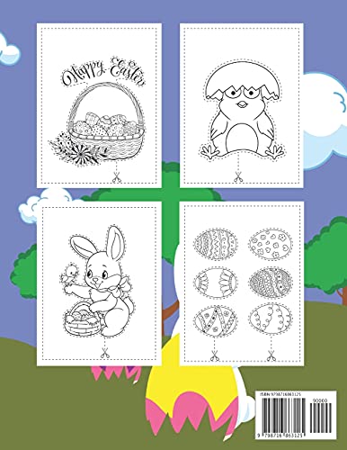 Happy Easter Scissor Skills Preschool Activity Book For Kids Ages 3-5: Coloring And Cutting Practice