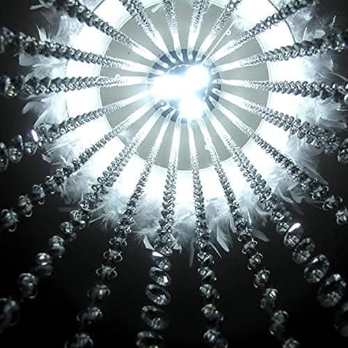Miniatura 5 de Lámpara de techo moderna colgante de cristal plumas blancas, lámpara de techo, bombilla dormitorio, accesorios, 27.6 * 33.1 in