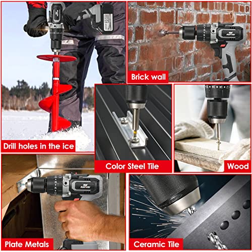 XiaoXIN Akku-Bohrschrauber, 21 V, Batterien, maximales Drehmoment, 200 Nm, 1/2 Zoll, Metall-Schnellspannfutter, 20 + 3… – Bild 3
