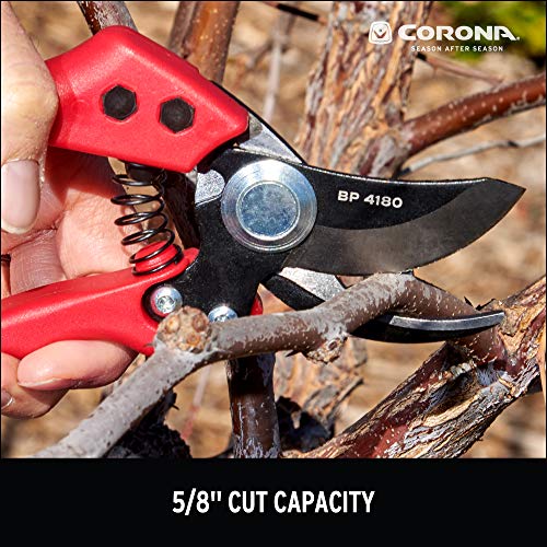 Corona Bp 4180 Non-Stick Steel Angled Bypass Hand Pruner-5/8 Inch Cut Capacity Stem And Branch Garden Shears, 3/4 In, Red #TOP4