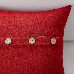 Meekio Set of 2 Christmas Pillow Covers 18 x 18 for Christmas Decorations Farmhouse Pillow Covers with Coconut Buttons