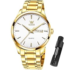 Men Watch-Gold Steel Band with White Face