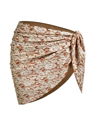 Image of ZAFUL Women's Sarong Coverups Beach Wrap Sheer Bikini Cover Up Mini Skirt | Wraps Swimwear, Cover Ups for Swimwear, Multi-Wear, Texture, Floral