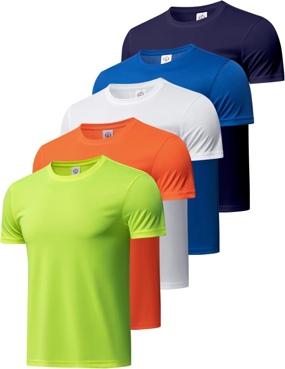 TanBridge 5 Pack Men's Athletic T Shirts Quick Dry Lightweight Short Sleeve Running Shirts for Running Workout Hiking Fishing