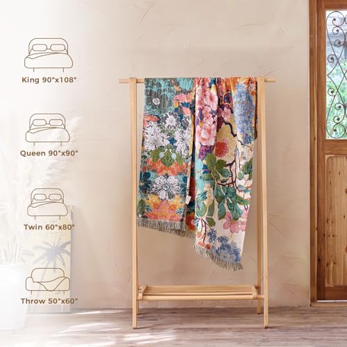 Image of LUTBM Boho Throw Blanket for Couch 50 inchx60 inch, Cotton Decorative Bed Throws