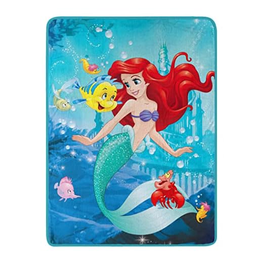 Northwest Little Mermaid/Ariel Micro Raschel Throw Blanket, 46" x 60", Floatie Friends