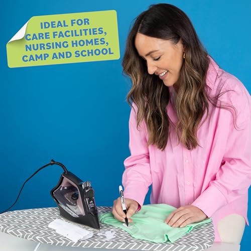 Label Land 100 pcs Writable Iron on Name Tags for Clothing - Clothing Labels for Nursing Home & Daycare, Personalized & Custom Name Tag, Fabric Labels for Clothes Washable Precut 2&rdquo;x0.38&rdquo;