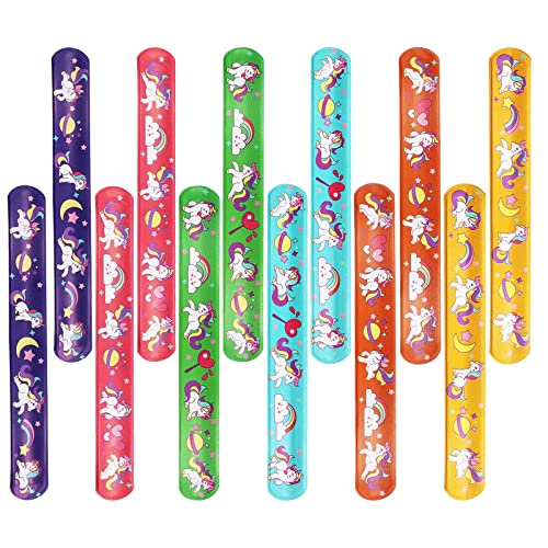 Regalo de Fiesta de Cumpleaños para Niños y Niñas, Pulseras Unicornio, Pulseras Clap Bandas, Juguete Bracelets, 12Pcs Pulseras Para Niños, Pulseras de Bofetadas