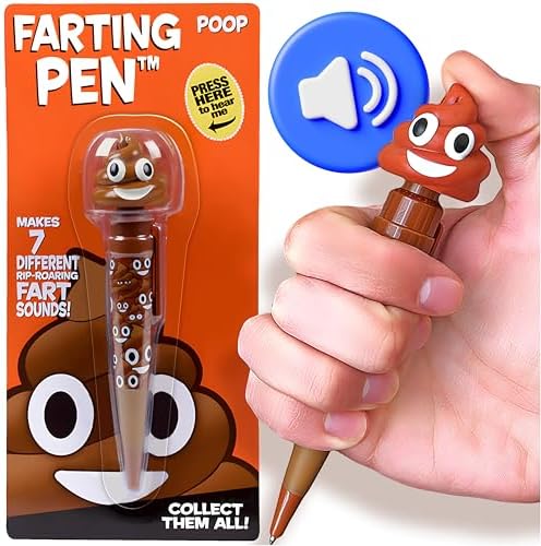 Farting Poop Pen Makes 7 Funny Fart Sounds - Perfect Stocking Stuffers for Kids, Teens & Boys - This Poop Pen Makes Funny Gifts for Christmas - Fart Pen Gag Gifts & White Elephant Gift (Original)