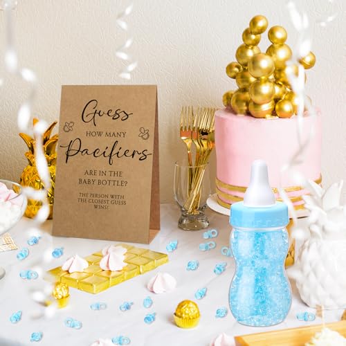 Image of Roowest 512 Pcs Baby Shower Games Guess How Many Pacifiers Sign 100 Small Guessing Games 10 HB Pencils 750ml Milk Bottle 400 Acrylic Pacifiers Decoration for Guest Gender Reveal