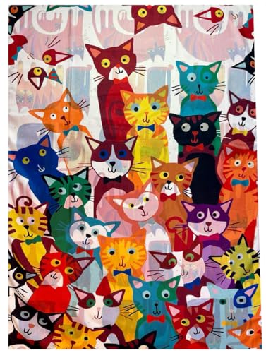 CANNCA Fular de SEDA pañuelo con impresión de gatos, chal largo