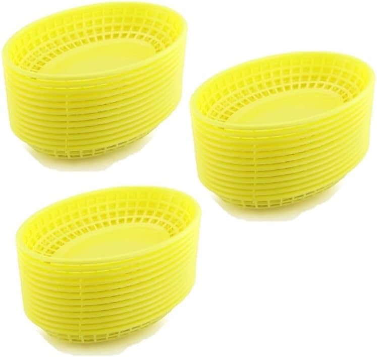 Soro Essentials- 9-3/8” x 6” Oval Fast Food Basket Green Color Plastic Set of 36 - Reusable Restaurant Serving Fast Food Basket Bread Fry Baskets Serving Tray for Chicken Burgers Sandwiches Fries
