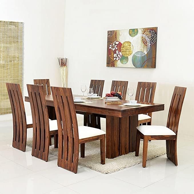 Image of Sheesham Solid Wood 8 Seater Dining Table for Living Room (Mahogany)