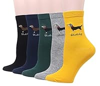 VALEURS AJOUTÉES - 5 paires dans un pack (Chien teckel chaussettes); Convient aux femmes 36-40 EUR; - Applicable à de nombreuses occasions : décontracté, maison, travail, fête, école, bureau, extérieur, intérieur, mariage. CADEAU PARFAIT - Cadeau par...