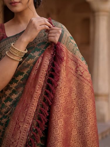 Image of AKHILAM Women's Georgette Embellished Designer Saree With Unstitched Blouse Piece
