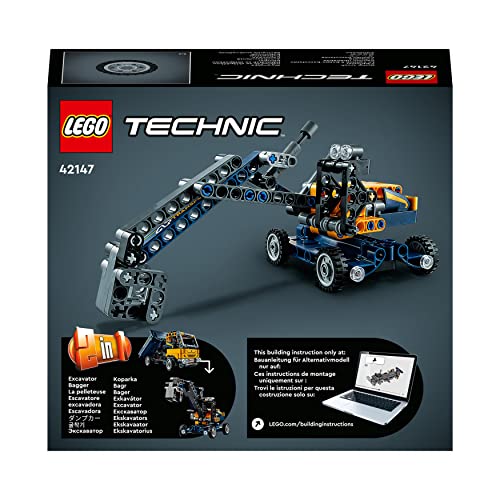 LEGO 42147 Technic Le Camion à Benne Basculante, 2-en-1, Maquette Engin de Chantier à Jouet de Pelleteuse, Ingénierie pour Enfants 7 Ans, Idée Cadeau