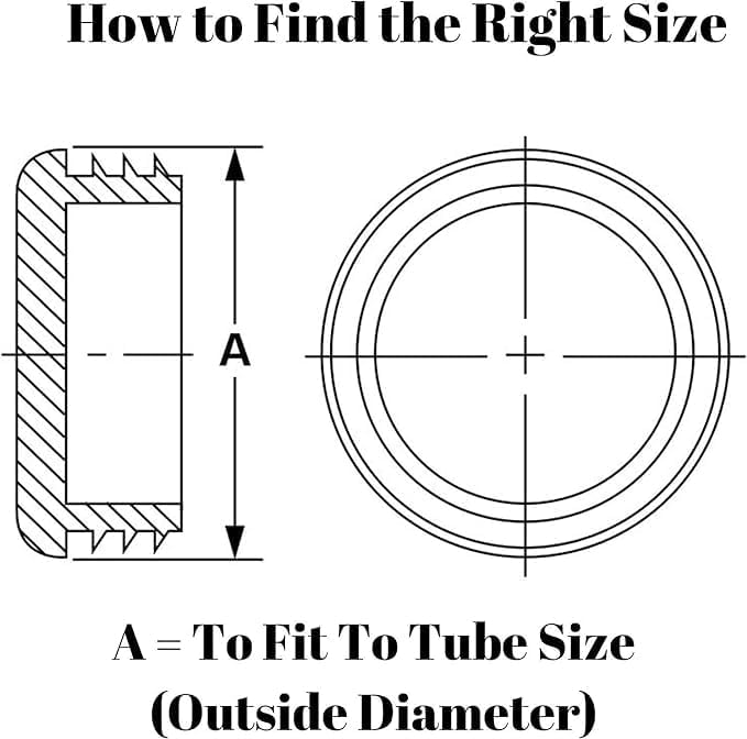 Miniatura 5 de SB (paquete de 25) tapones redondos de 2-38 pulgadas (10-14 Ga 2.11 a 2.21 pulgadas de diámetro interior)  Tapas de extremo de plástico negro de