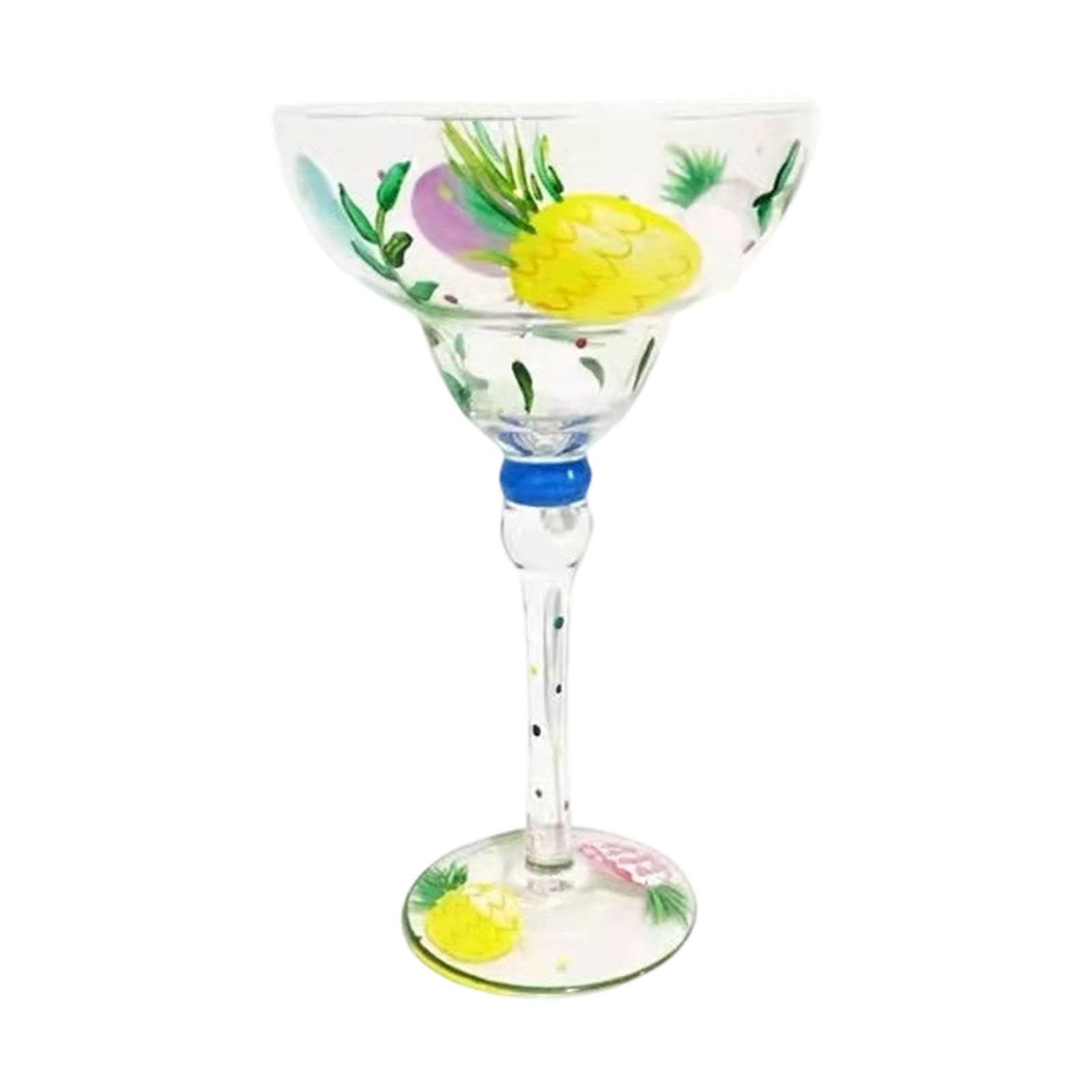 Osniyaw Yellow (Pineapple) Margarita Glass, Hand Painted Mexican Glasses For Martinis, Wine, Champagne Glasses, Cocktail Drinkware For Party Decorations, Mexican Drinkware