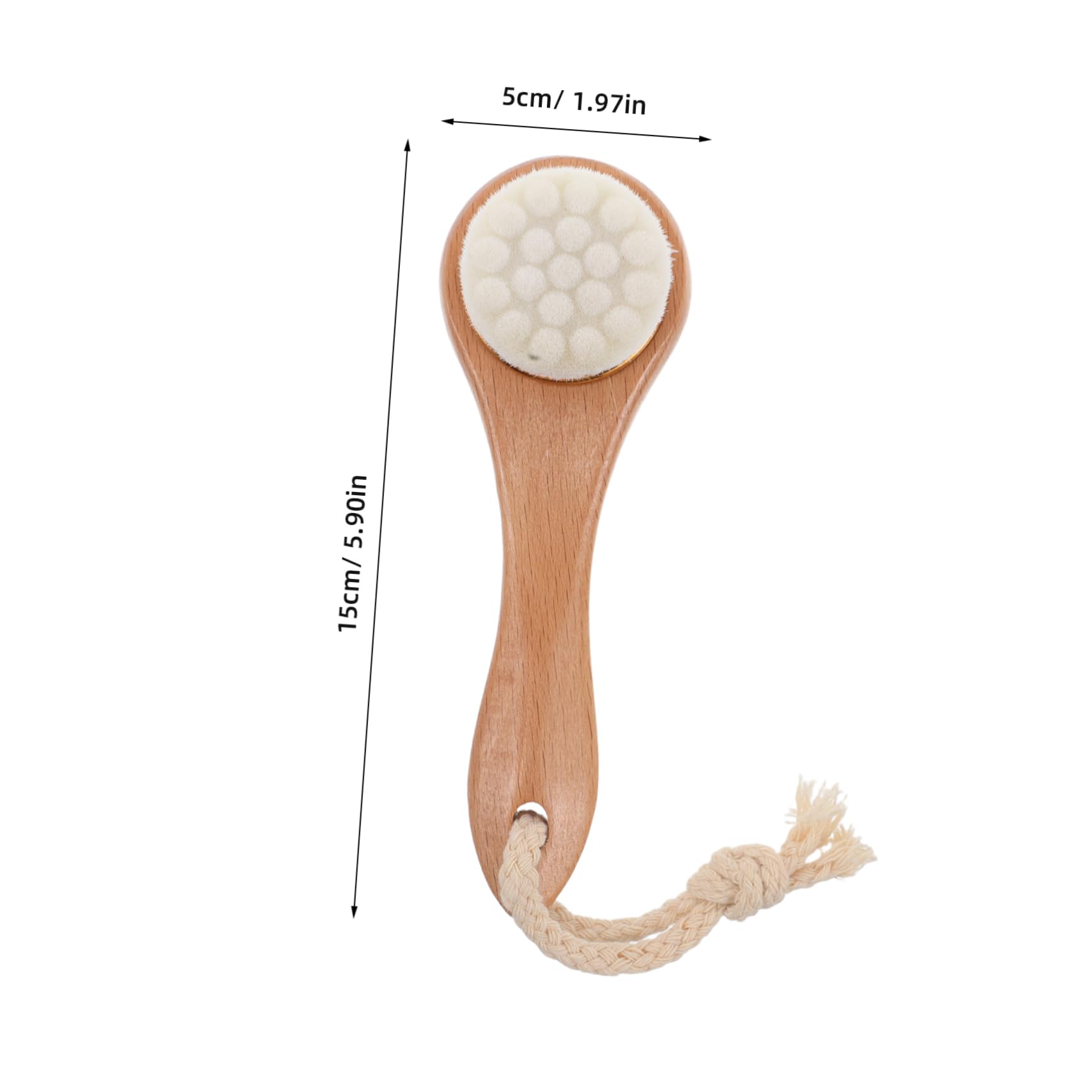 TOVINANNA Manual Face Brush Cleansing Exfoliating Brush with Lanyard Wood Handle for Skincare Routine