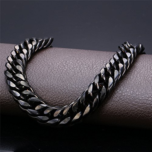 U7 Hip Hop Steel Jewelry 12Mm Wide Franco Curb Chain Black Gun Plated Cuban Link Chain For Men Chunky Necklace 30 Inch #TOP3