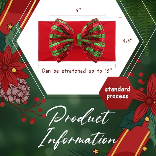 YanJie Valentines Bows Baby Girl Headband Red Bow Baby Pink Headband Heart Newborn Wide Hairbands Valentines Gift Handmade Hair Accessories Infant (RG-Christmas Bow)4