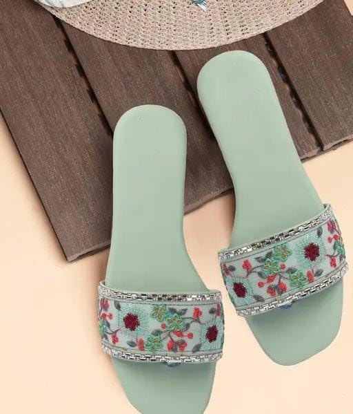 Image of Rehan Traders Stylish Women's Pair Of Embroidered & Embellished Flat Fashion Sandals| Comfortable, Lightweight, Anti Slip|SL 284
