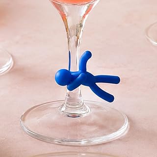 6 marcadores de silicone para taças de vinho, multicoloridas | Design fofo de homenzinho, etiquetas de bebidas para coquetéis e festas, estatuetas de jardim em miniatura reutilizáveis