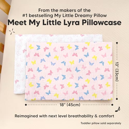 Image of KeaBabies Cotton Muslin Toddler Pillowcase 13x18 Only, 2-Pack (Flutter) | Organic Cotton Muslin Pillow Case for Kids, Girls, Boys, Small Travel Size Cover, Soft,Breathable Toddler Pillow Not Included