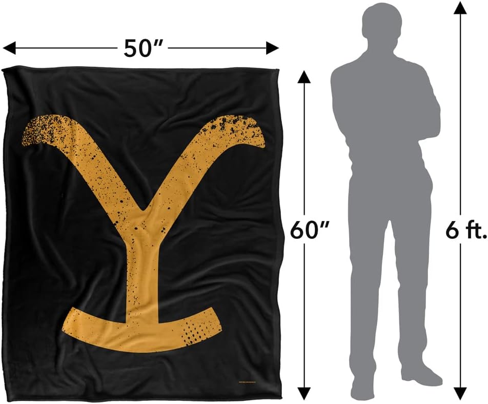 Yellowstone Blanket, 50"x60" Yellowstone Y Branding Logo Silky Touch Sherpa Back Super Soft Throw Blanket